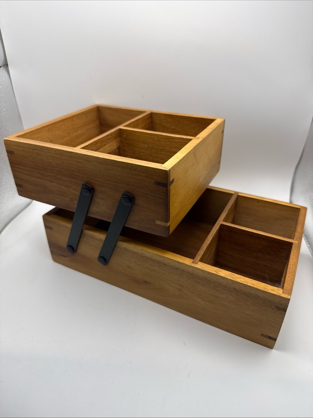 Threshold Wood W/ Metal Hinged Vanity Organizer Countertop Threshold 10x6x5